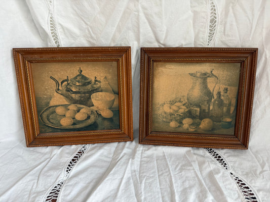 Vintage Framed Still Life Prints – Rustic Kitchen Study
