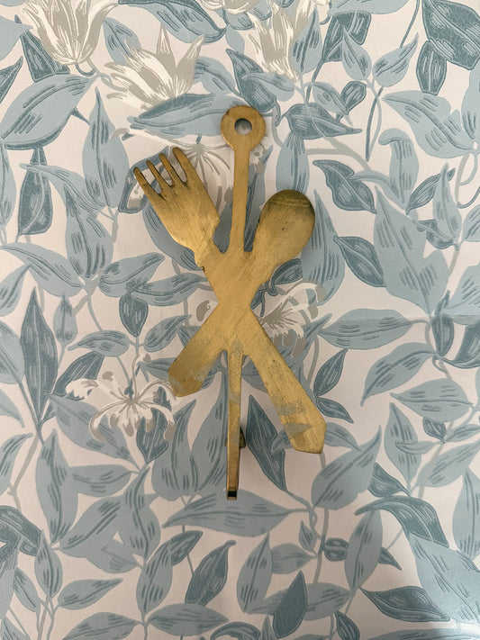 Vintage Brass Cutlery Wall Hook – Spoon & Fork Motif