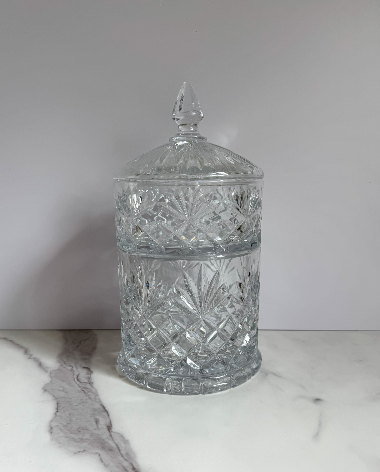Large Double Decker Crystal Biscuit Jar