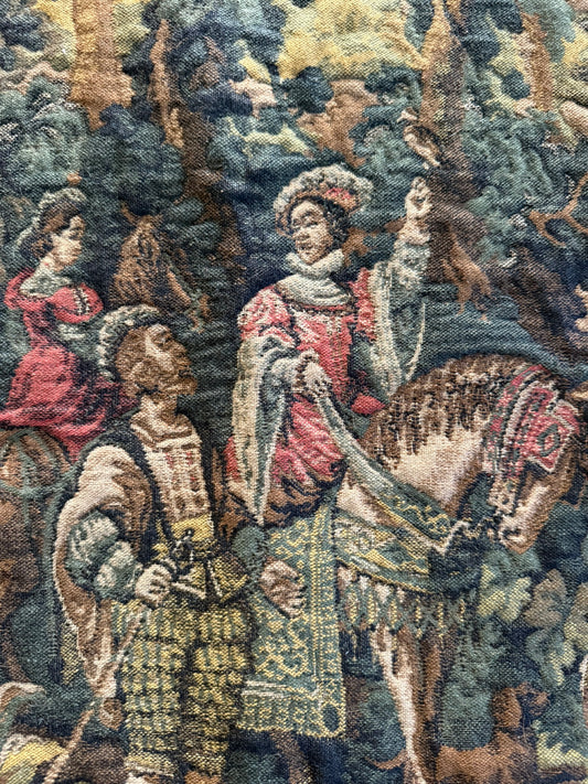 Hawking with Emperor Maximilian Belgian Wool Tapestry