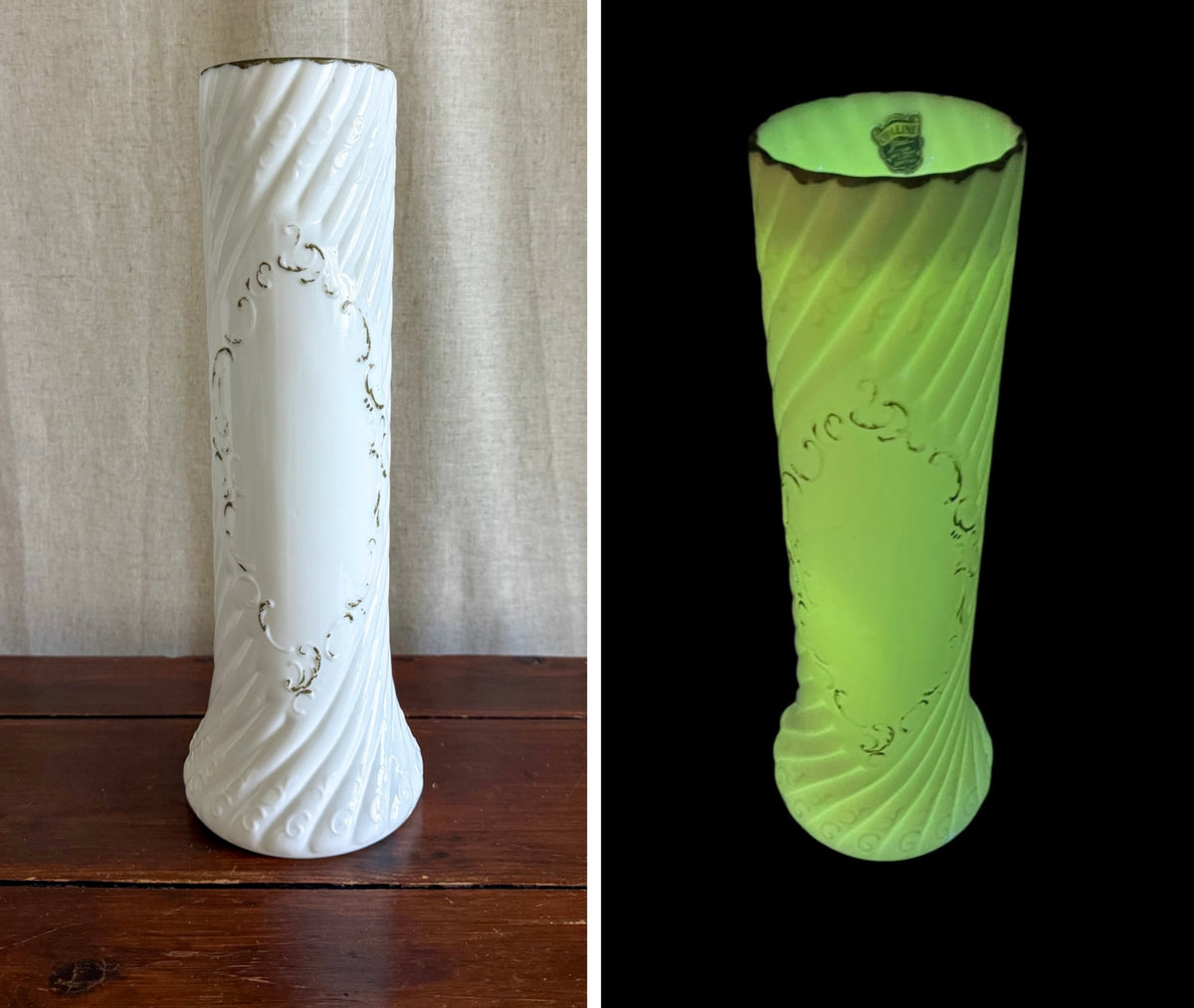 Tall UV Reactive Opaline Vase