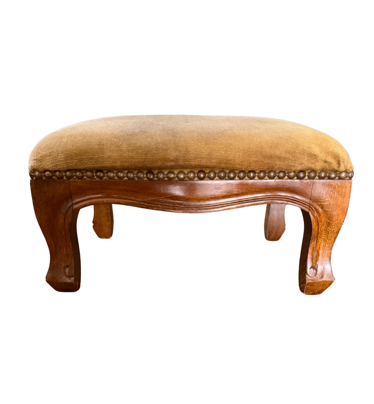 Wood & Velvet Studded Footstool