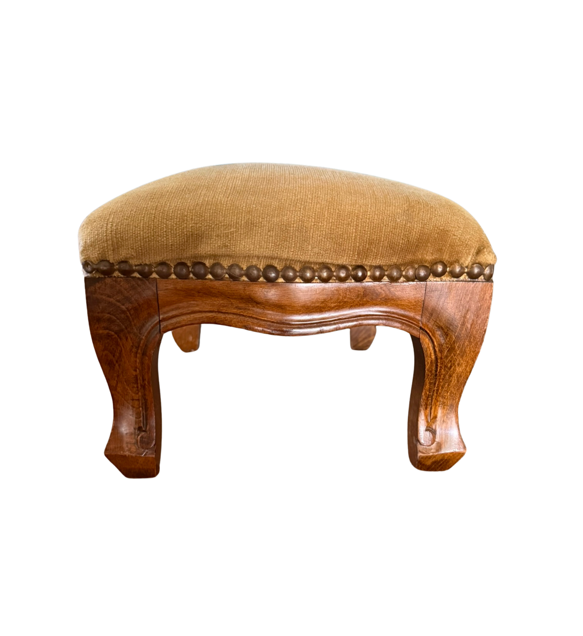 Wood & Velvet Studded Footstool