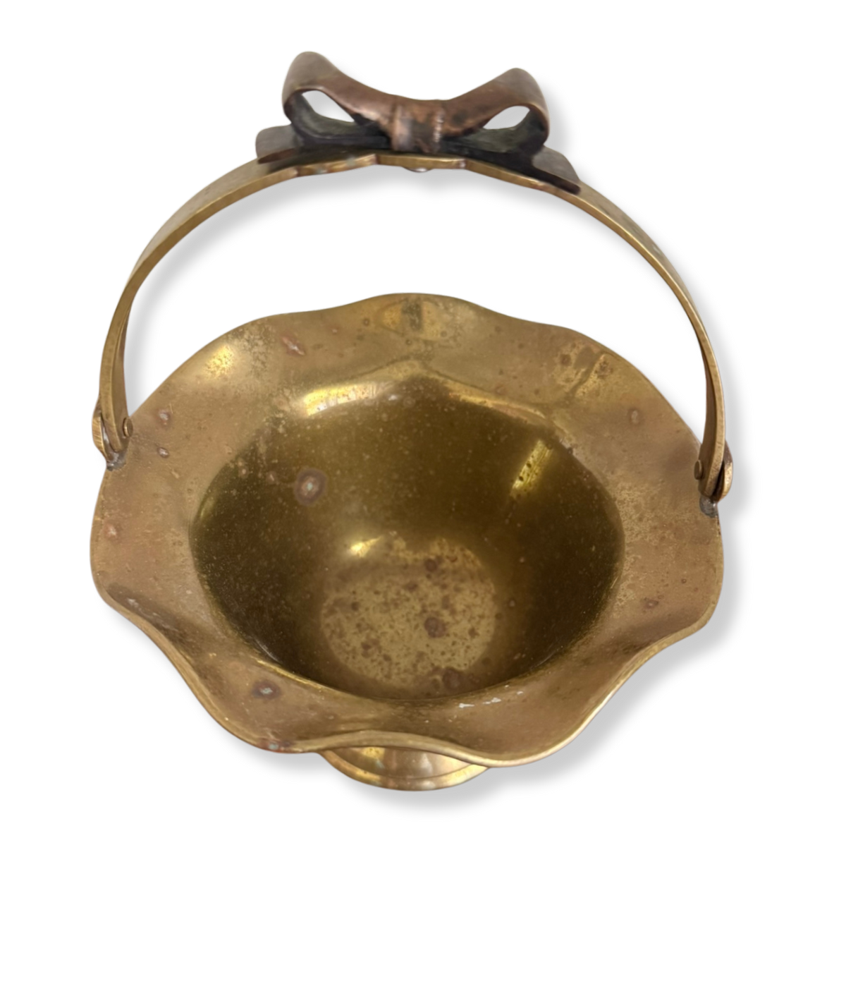Brass Basket with Swing Handle and Bow