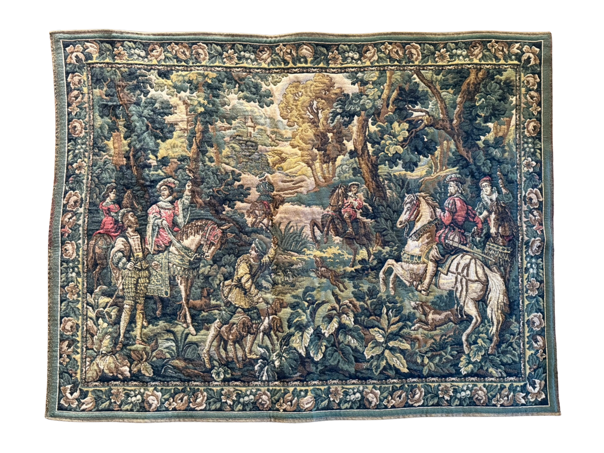 Hawking with Emperor Maximilian Belgian Wool Tapestry