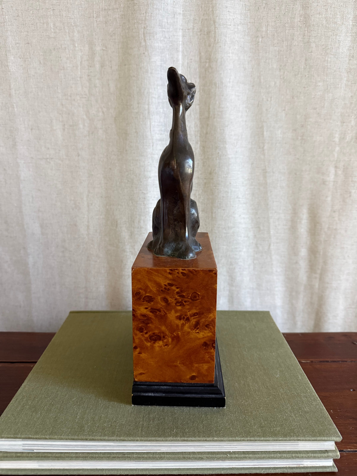 Bronze Greyhound on Faux Burl Base