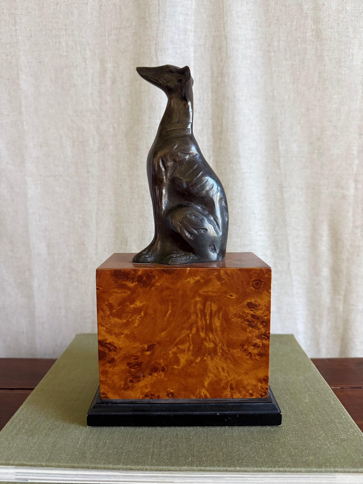 Bronze Greyhound on Faux Burl Base
