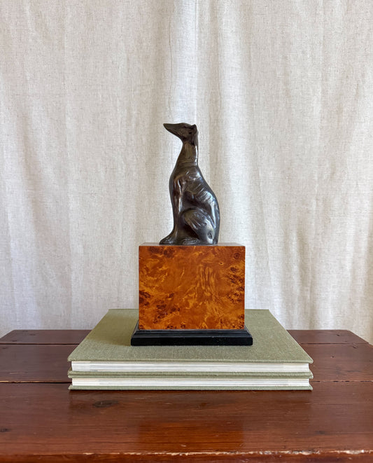 Bronze Greyhound on Faux Burl Base