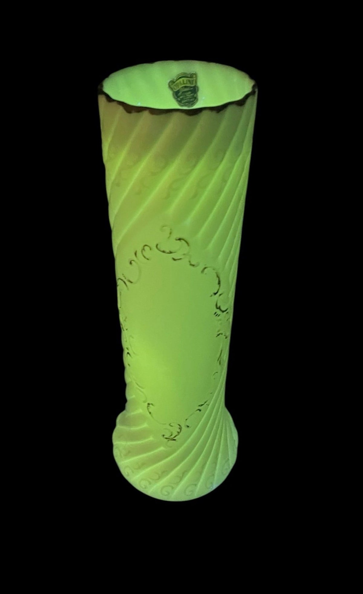 Tall UV Reactive Opaline Vase