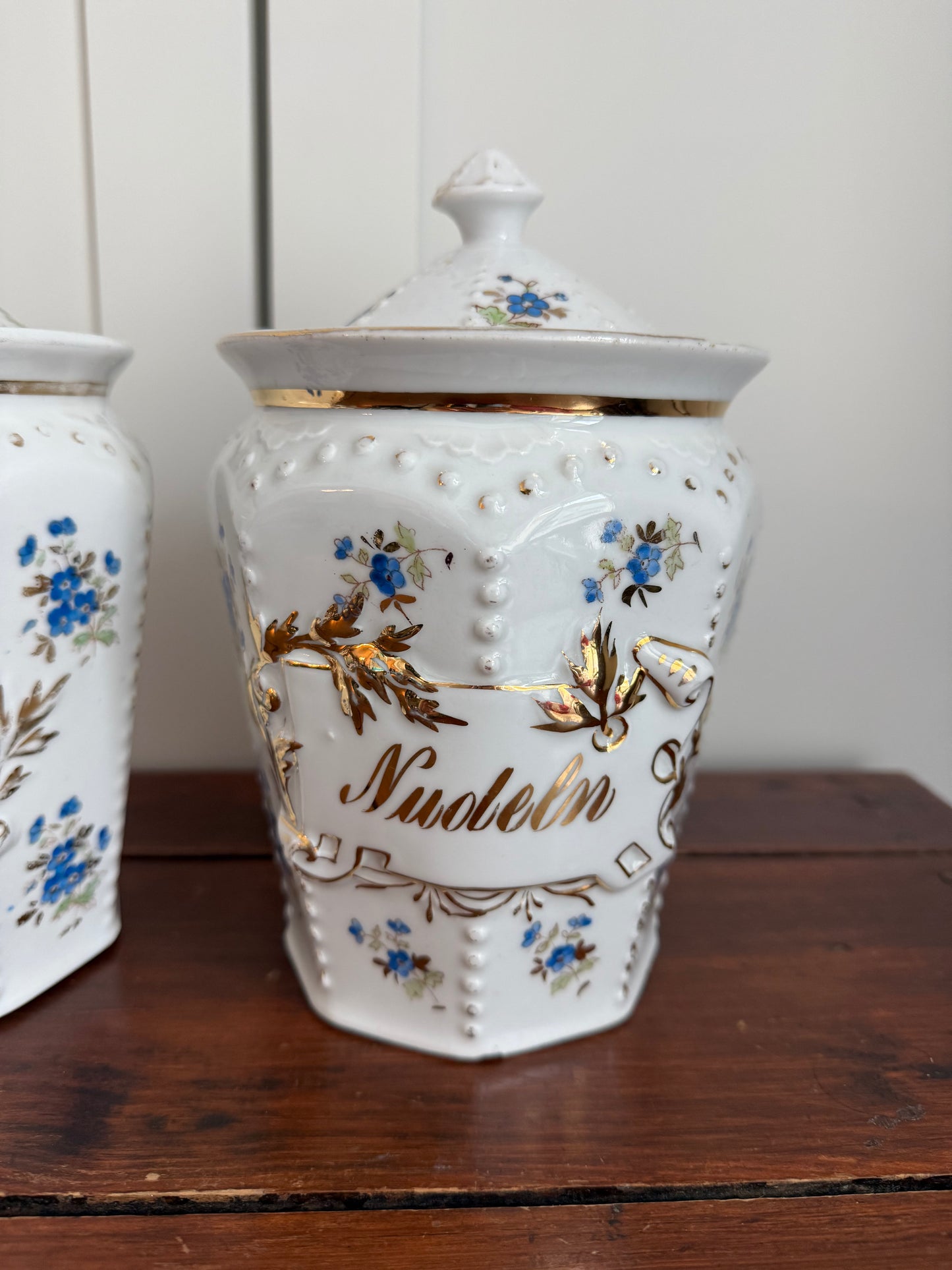 Antique Floral Porcelain Lidded Canisters