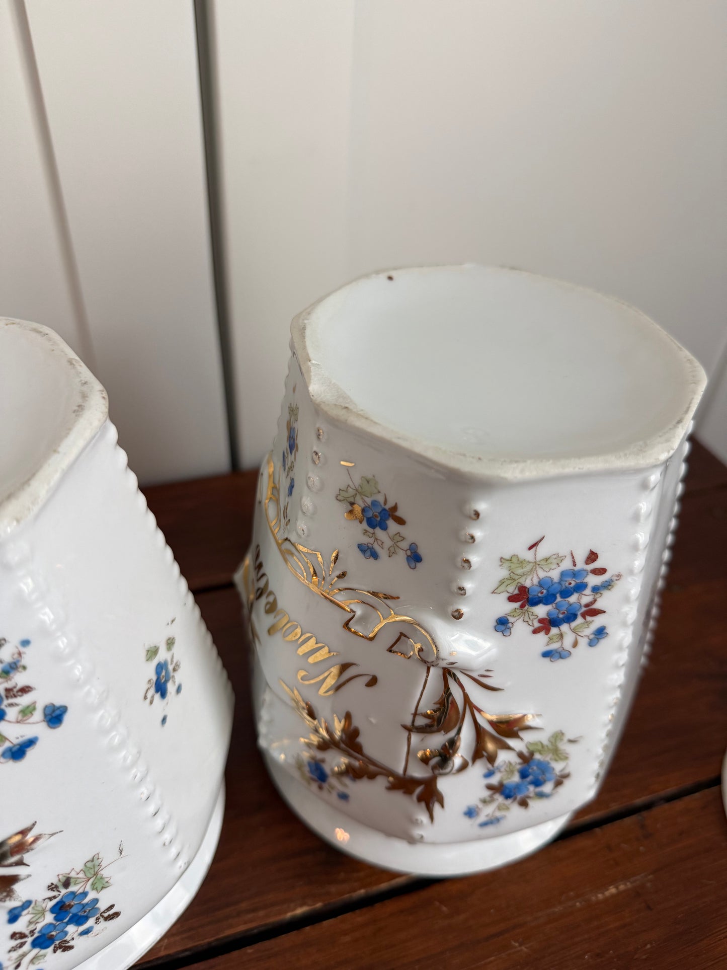 Antique Floral Porcelain Lidded Canisters