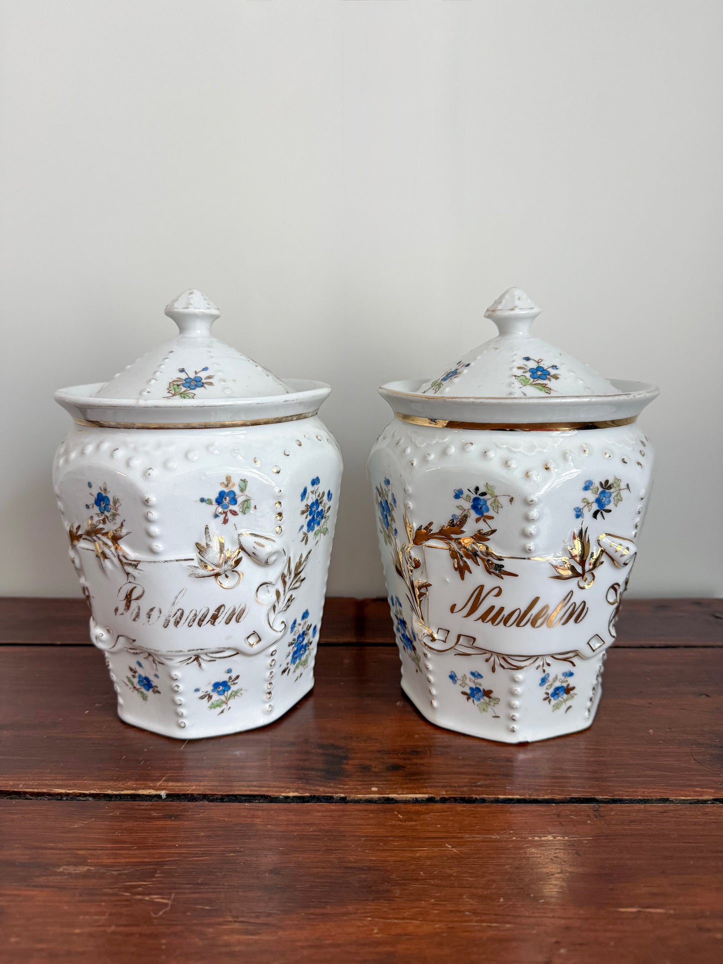 Antique Floral Porcelain Lidded Canisters