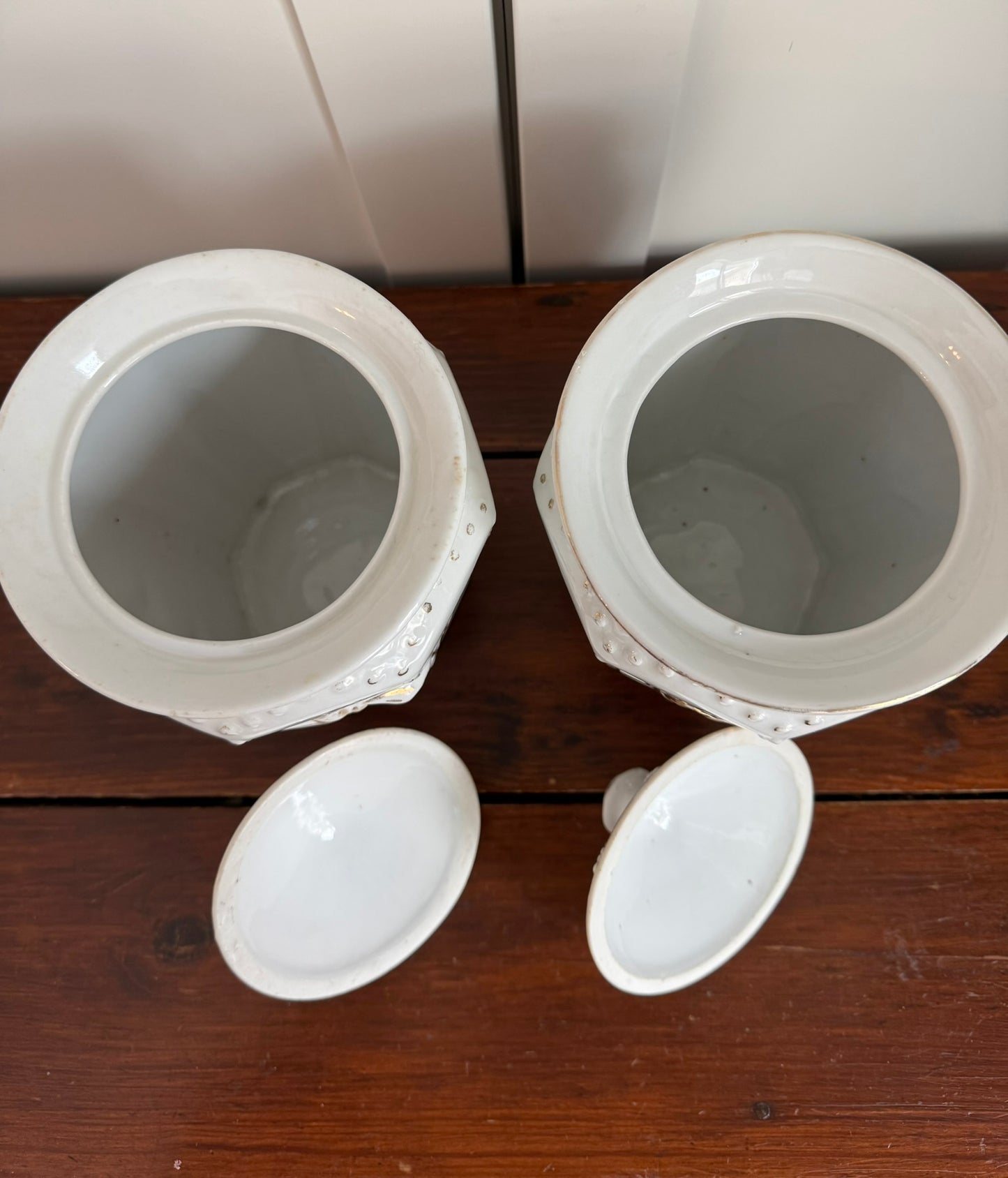 Antique Floral Porcelain Lidded Canisters