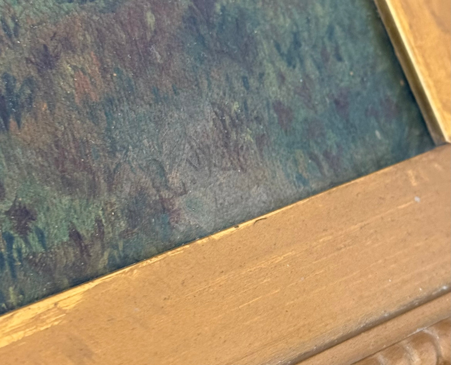 Framed Antique Pastoral Landscape Oil Painting