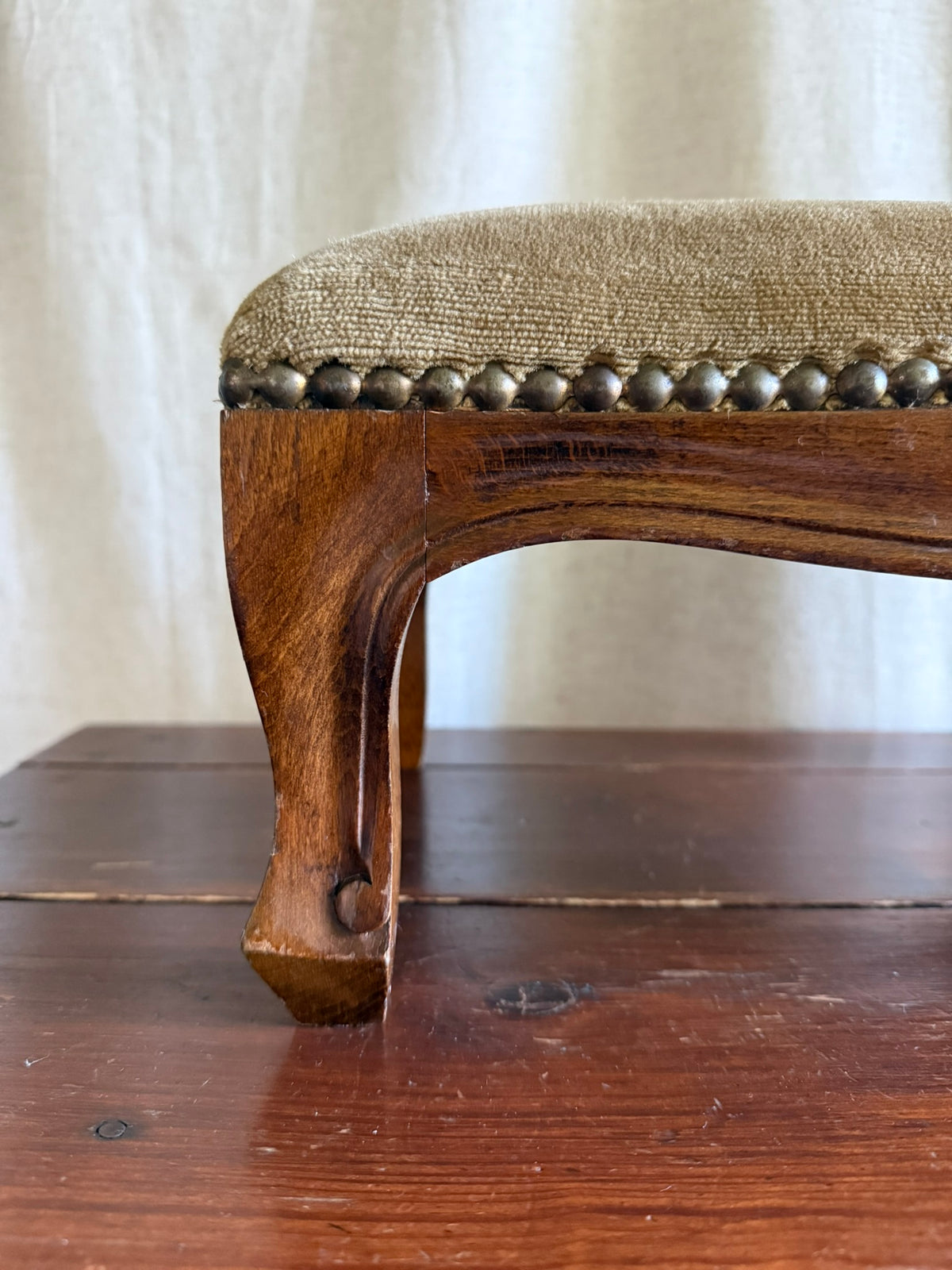 Wood & Velvet Studded Footstool