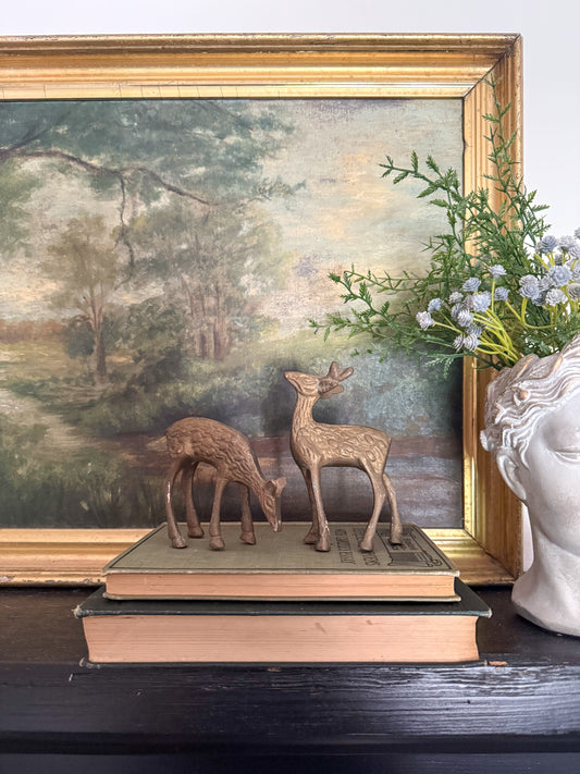 Pair of Brass Deer
