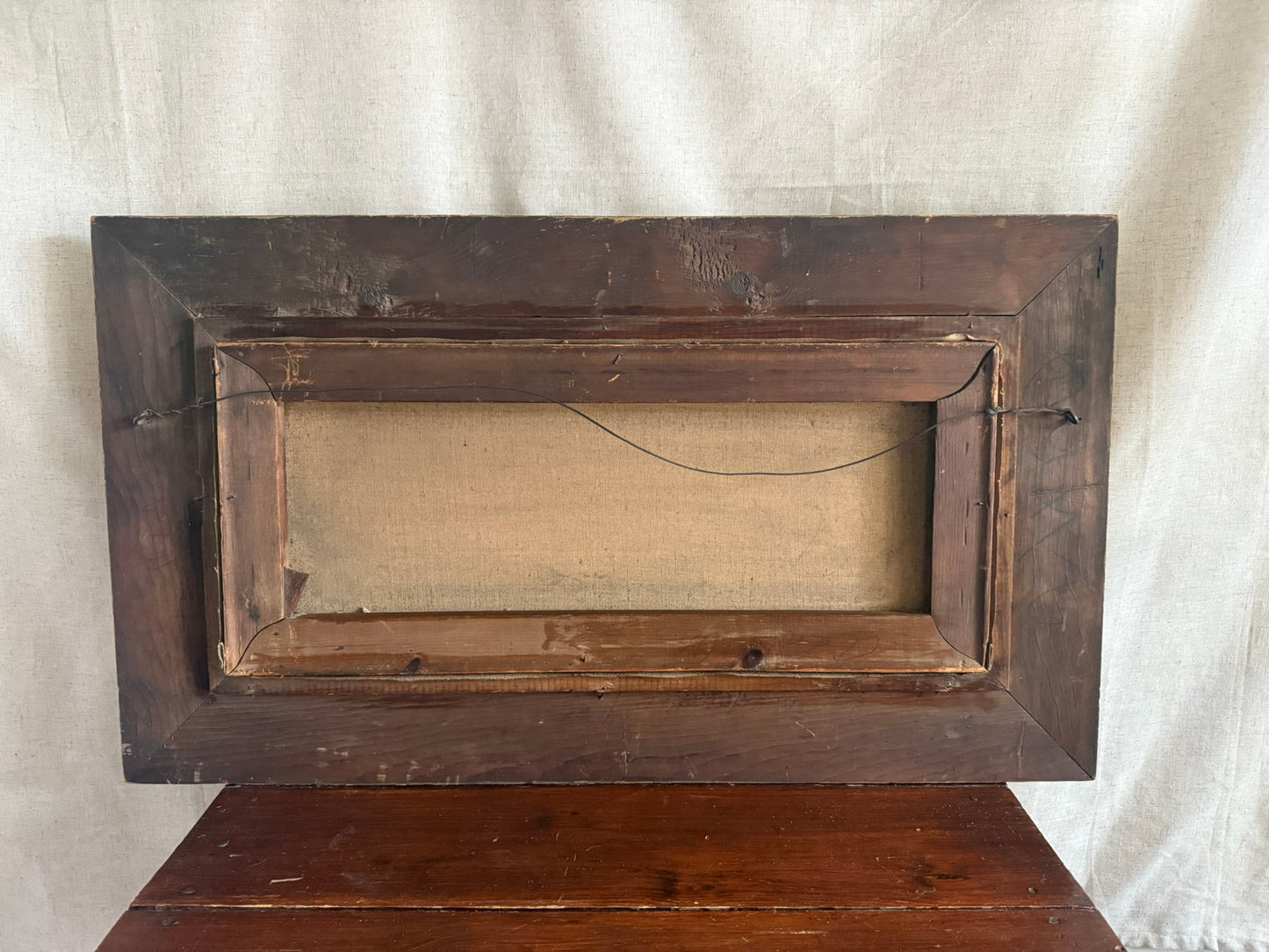 Framed Antique Pastoral Landscape Oil Painting