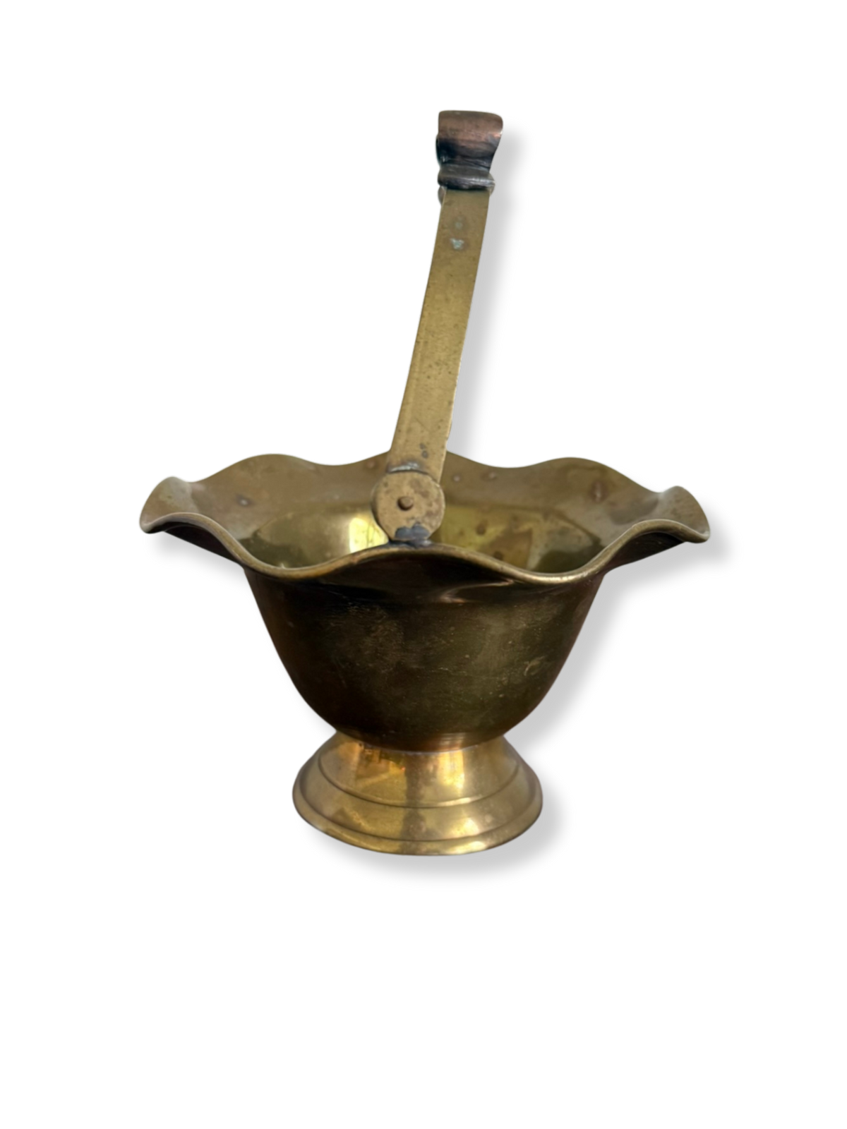 Brass Basket with Swing Handle and Bow