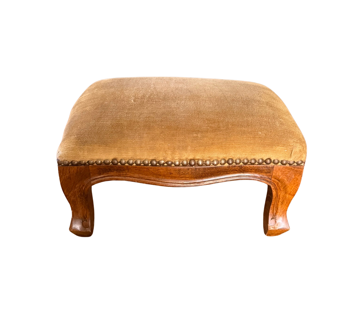 Wood & Velvet Studded Footstool