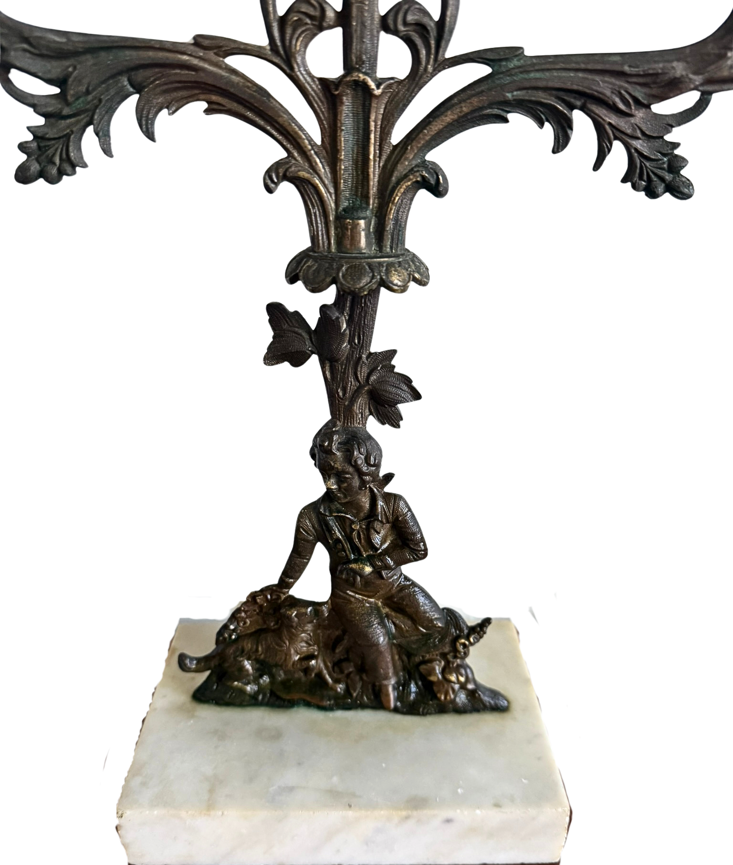 French Three-Arm Girandole Candelabra with Marble Base
